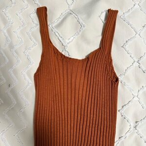 Rust Ribbed Knit Tank Top